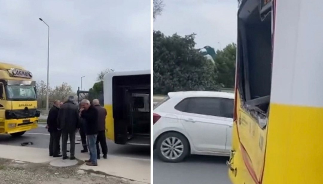 İstanbul'da İETT otobüsüne kamyon çarptı: Yaralılar var